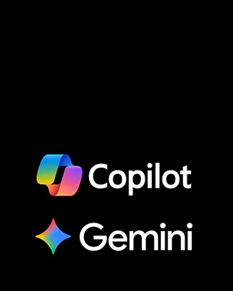 Copilot과 Gemini 로고가 보이는 이미지입니다.